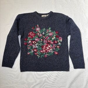 Northern Reflections Vtg Floral Wool Blend Cottage Core Sweater Size Small